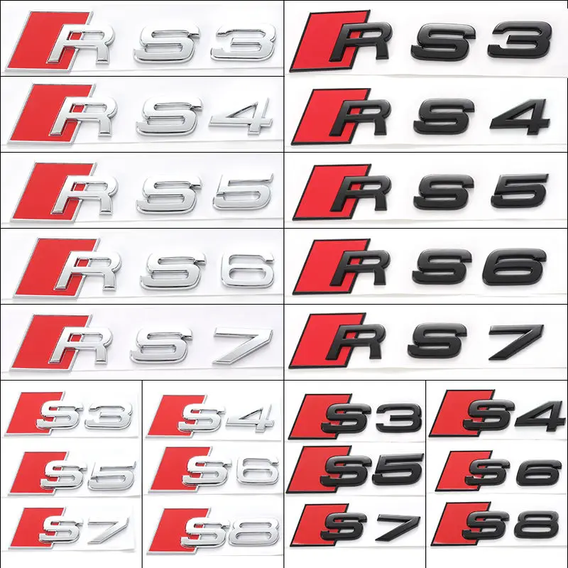 3d ABS хромированный черный логотип Автомобильная Эмблема багажника значок для Audi