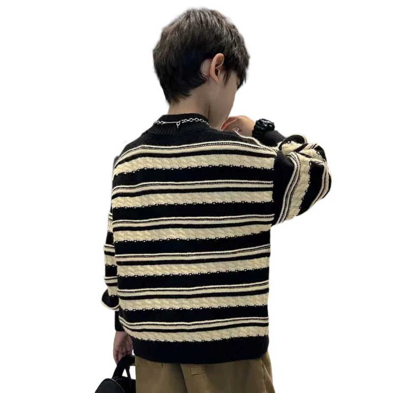 Шерстяной свитер для мальчиков хлопковая вязаная ветрозащитная куртка 2025 год в
