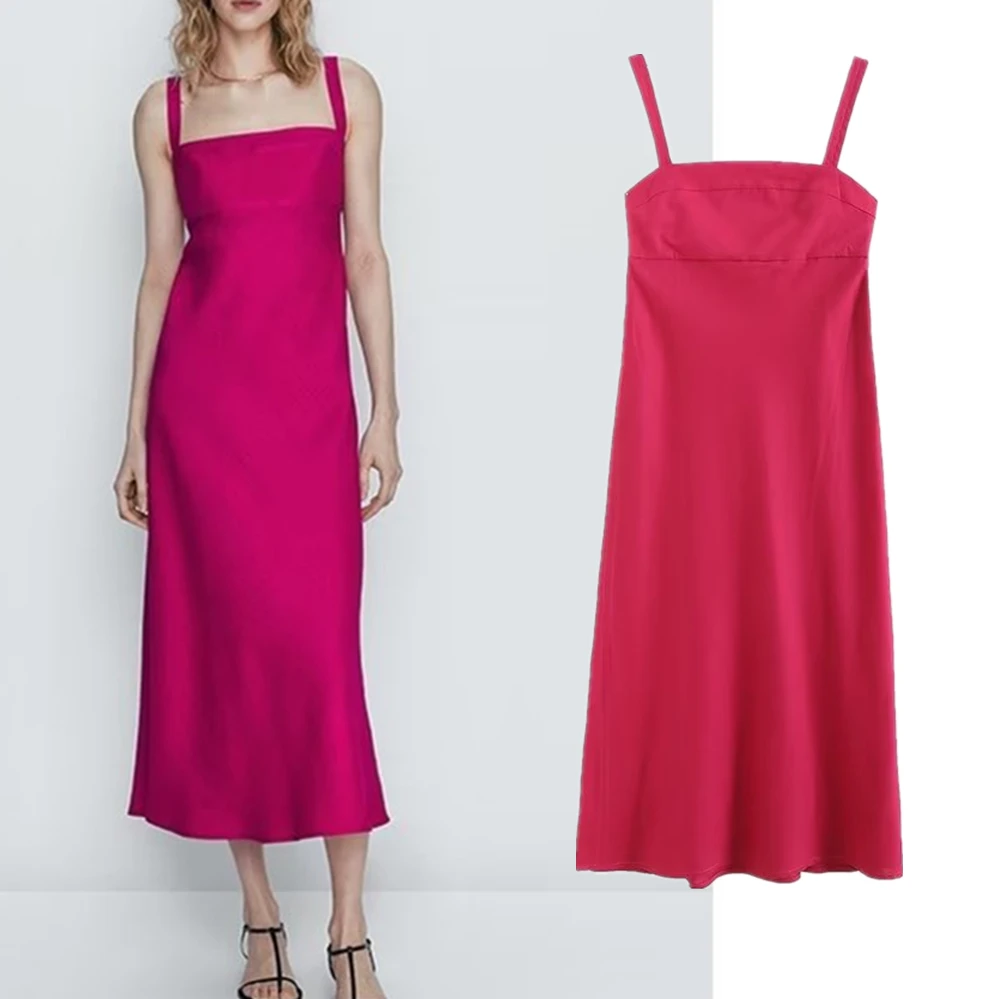 

Женское платье для отпуска Jenny & Dave, Элегантное повседневное платье из хлопка и льна во французском стиле, розово-красное платье без рукавов на лето