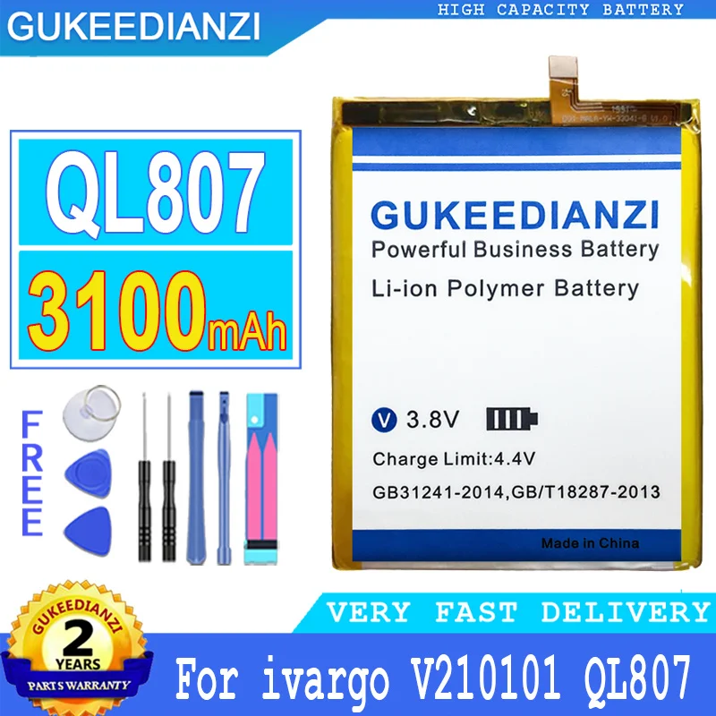 Сменный аккумулятор GUKEEDIANZI QL807 3100 мАч для ivargo V210101 большой мощности - купить по