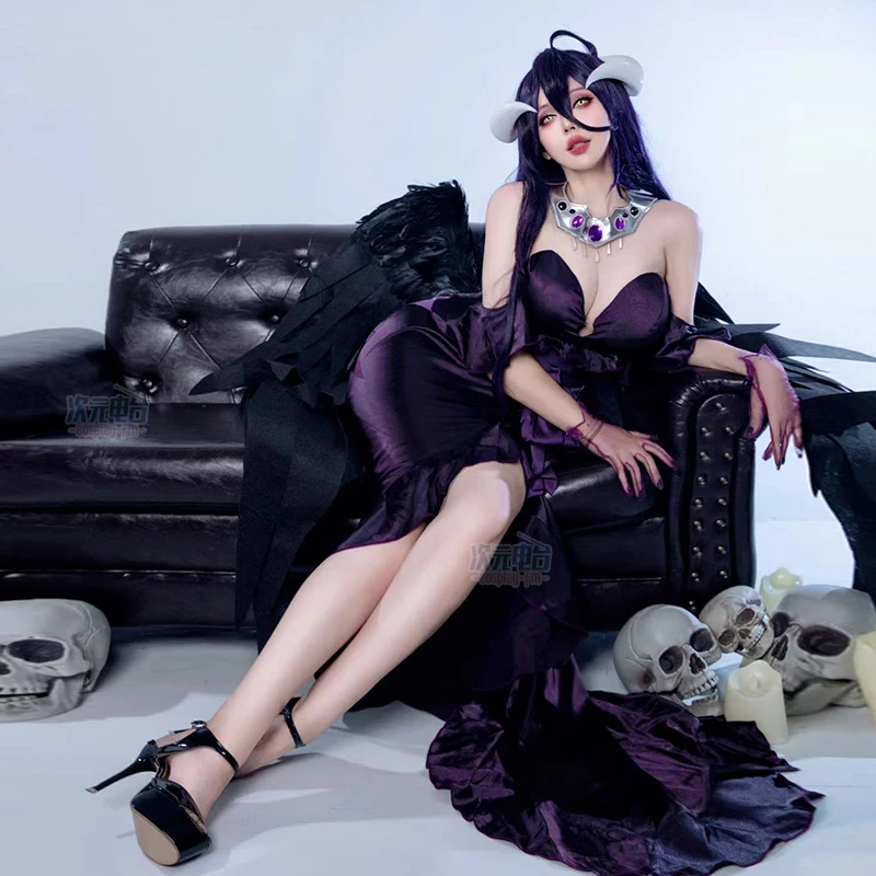 Распродажа Albedo Overlord Cos аниме игры Ролевые темно-фиолетовые Вечерние платья