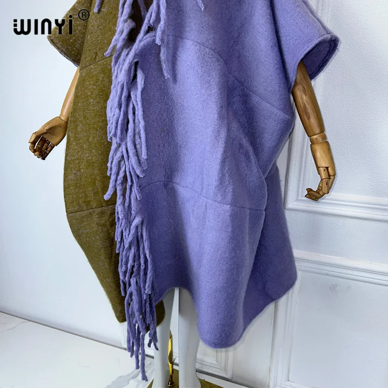 Зимняя накидка WINYI высококачественное длинное пальто-пончо плотное теплое