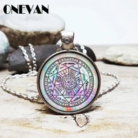 fashion arch angels necklace mystic tarot divination constellation glass round amulet angel necklace men women jewelry gifts
