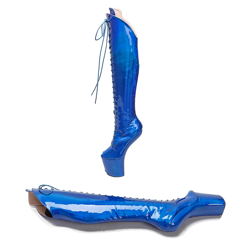 Leecabe  Patent Upper  sexy exotic young trend fashion  boots High Heel  platform heelless Pole Dance boot