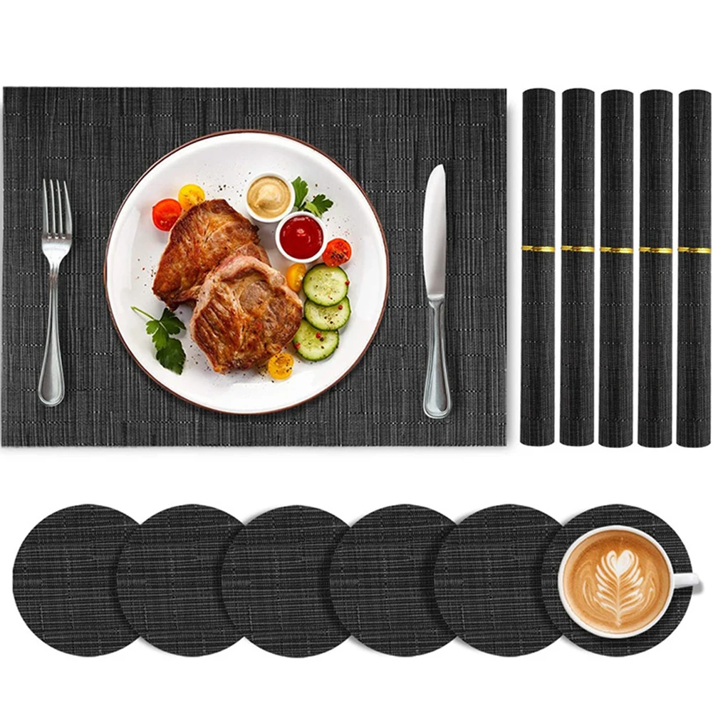 

12pcs/set Dining Room With Coaster Anti Scratch Table Mat Home Decor PVC Oilproof Non Slip For Kitchen Heat Resistant Waterproof