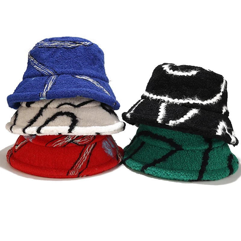 

Панама в стиле Харадзюку для мужчин и женщин, теплая шапка из овечьей шерсти, уличная шапка для рыбалки, Осень-зима 2022