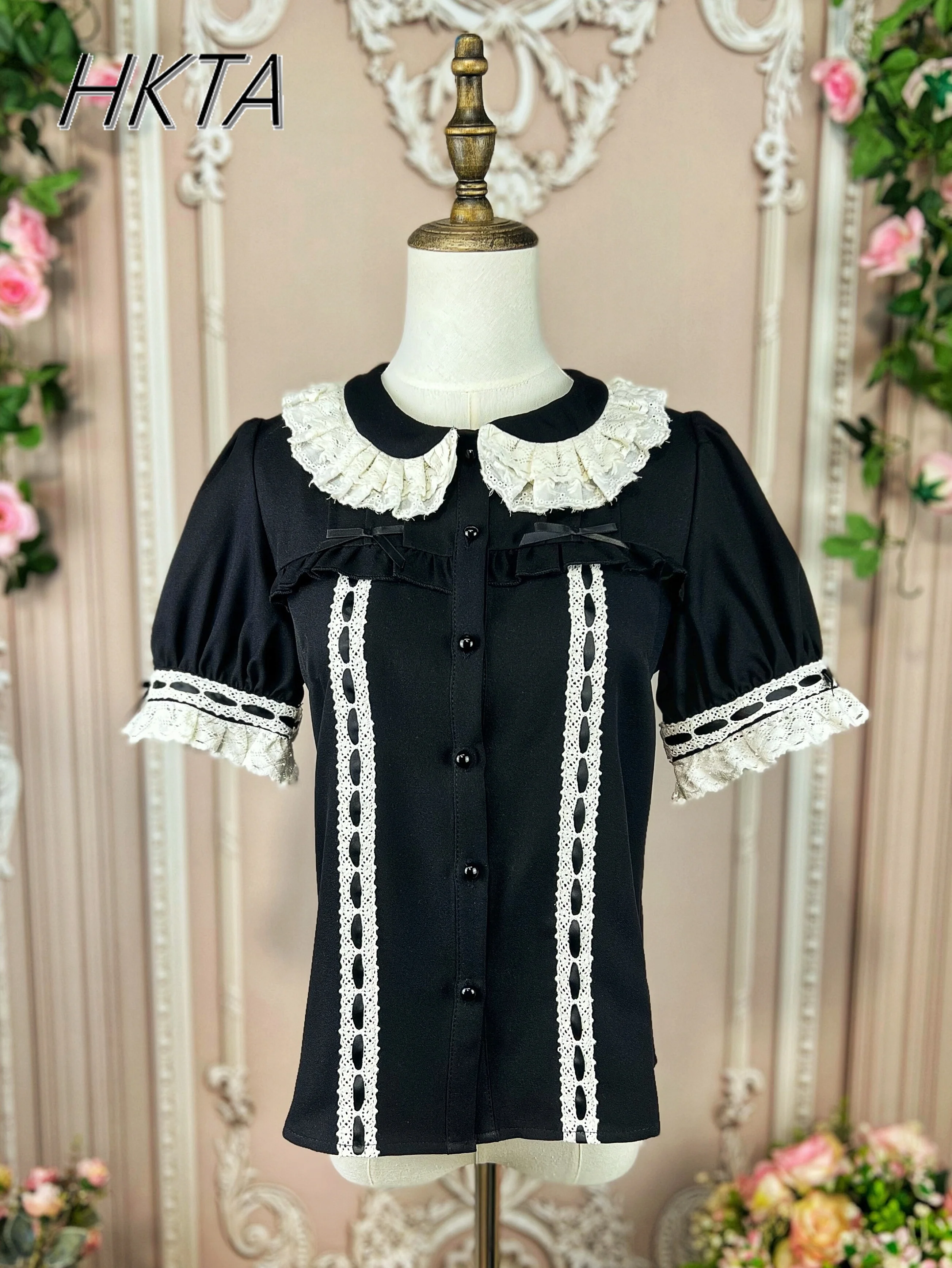 Японская Лолита Kawaii свободная рубашка с коротким рукавом и бантом новая весенняя