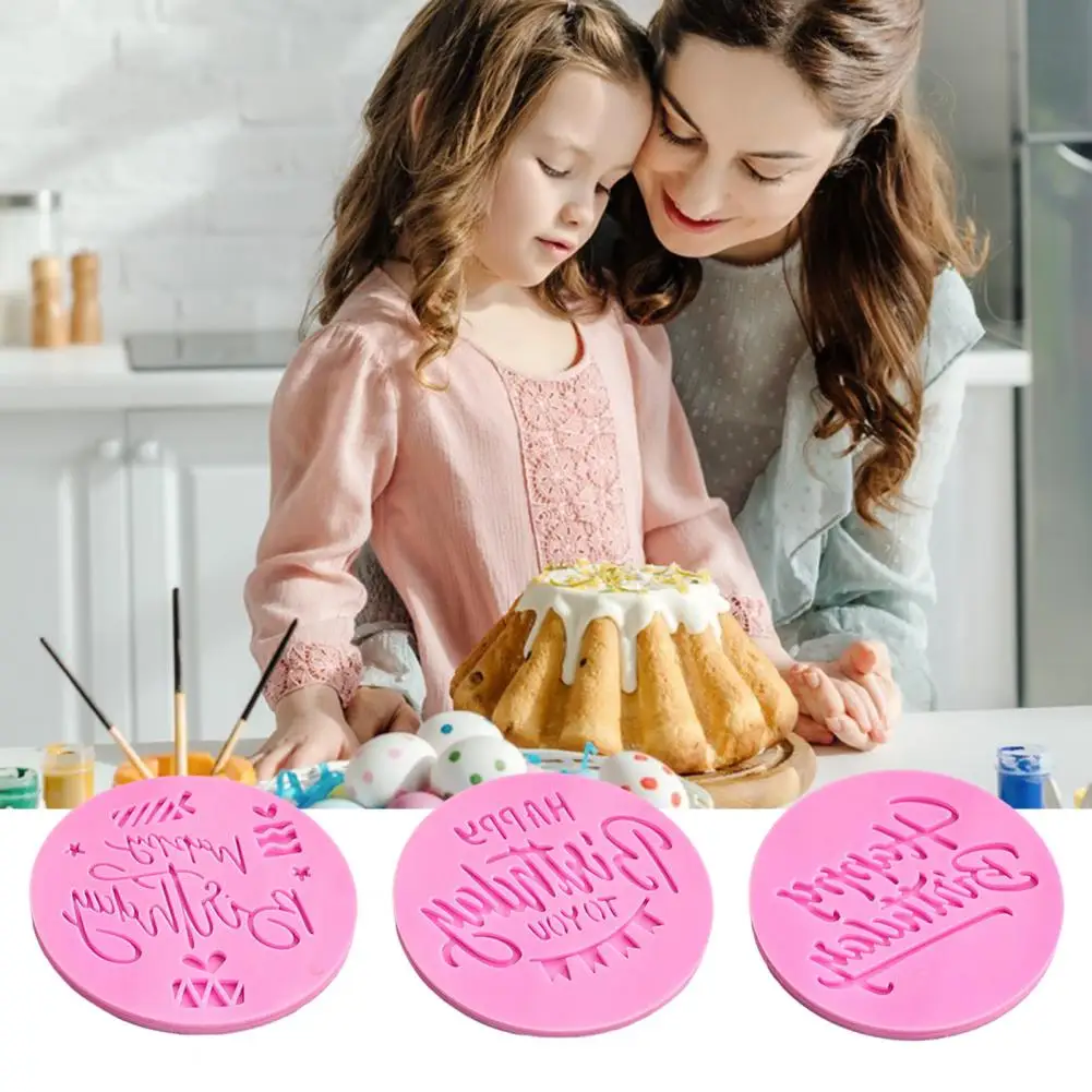 

Reusable Fondant Mold Labor-saving Rounded Edge Happy Birthday Cookie Mold BPA-free Chocolate Mold Kitchen Gadget