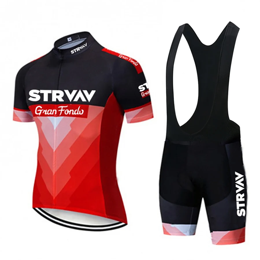 

2022 NEW STRVAV short sleeve cycling wear suit quick-drying mountain bike 19D gel pad bicycle cycling sportswear men