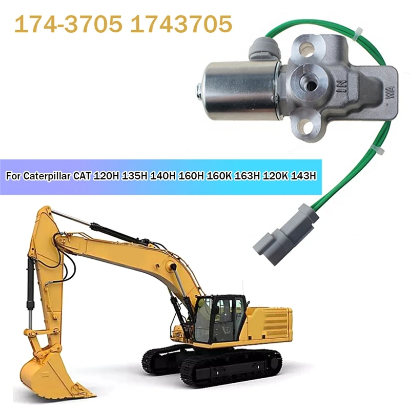 1 шт. 24 В 174-3705 1743705 Электромагнитный клапан в сборе серебристый металл для Caterpillar CAT