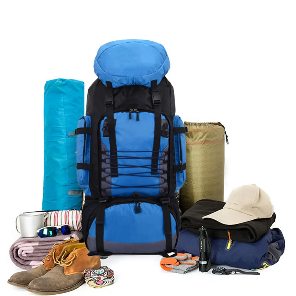 

Вместительный рюкзак для кемпинга, удобный многофункциональный мужской прочный полезный ранец, походные сумки для скалолазания, синий
