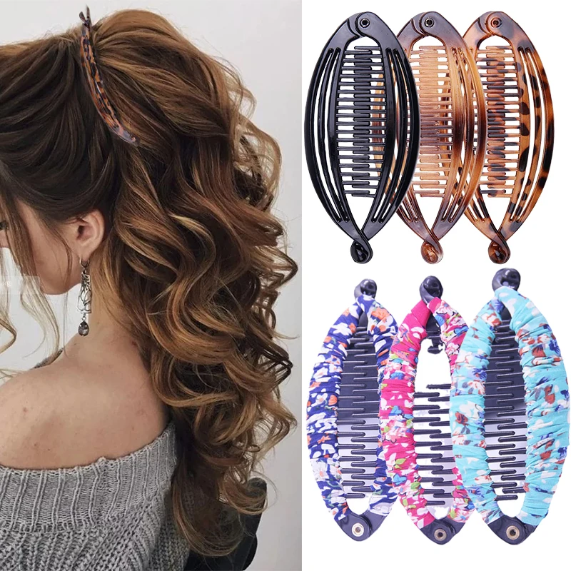 Painted Hairpin Ponytail Banana Hair Clips Clincher Combs Fo