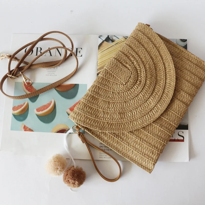 

New Pillow Type Hand Holding Straw Bag Women Beach Bags Women's Portable Small Square Bags Female Single Shoulder Bag