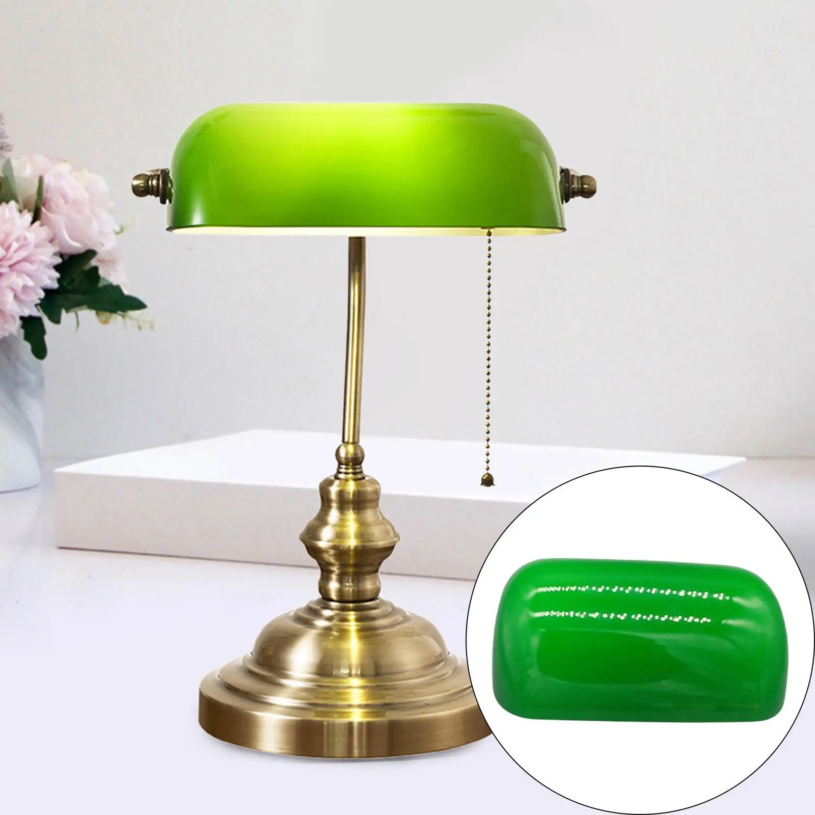 

Green Glass Bankers Lamp Shade Replacement Cover Lampshade for Antique Lamp