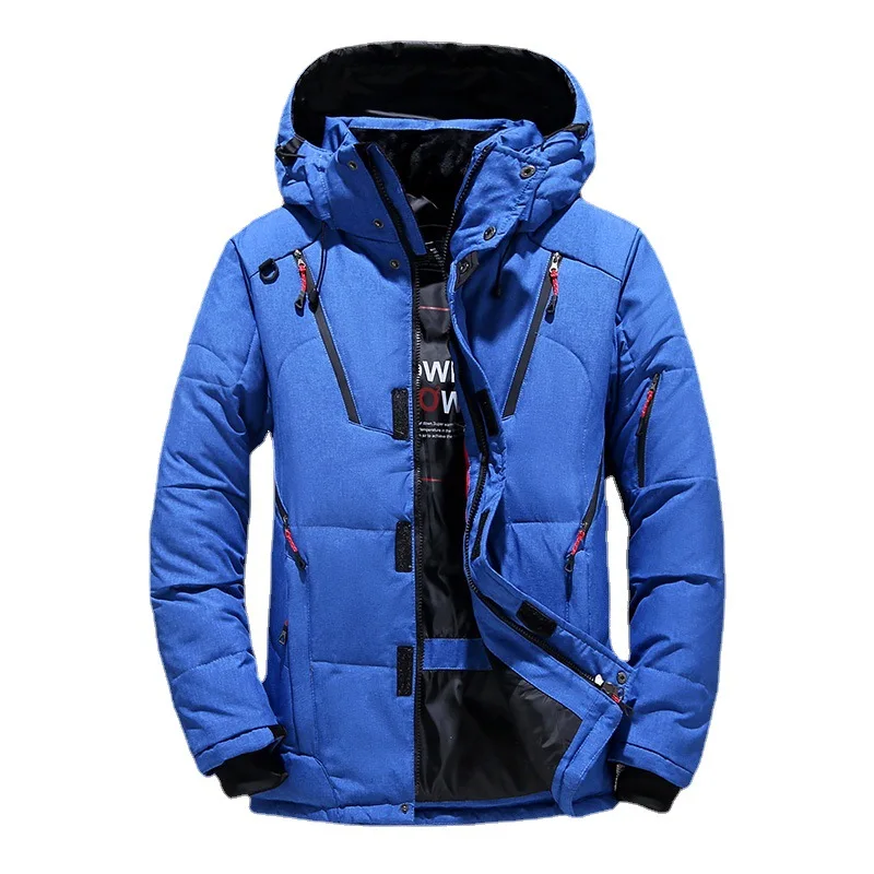 

new Men's White Duck Down Jacket Warm Hooded Thick Puffer Jacket Coat Male Casual High Quality Overcoat Thermal Winter Parka Men