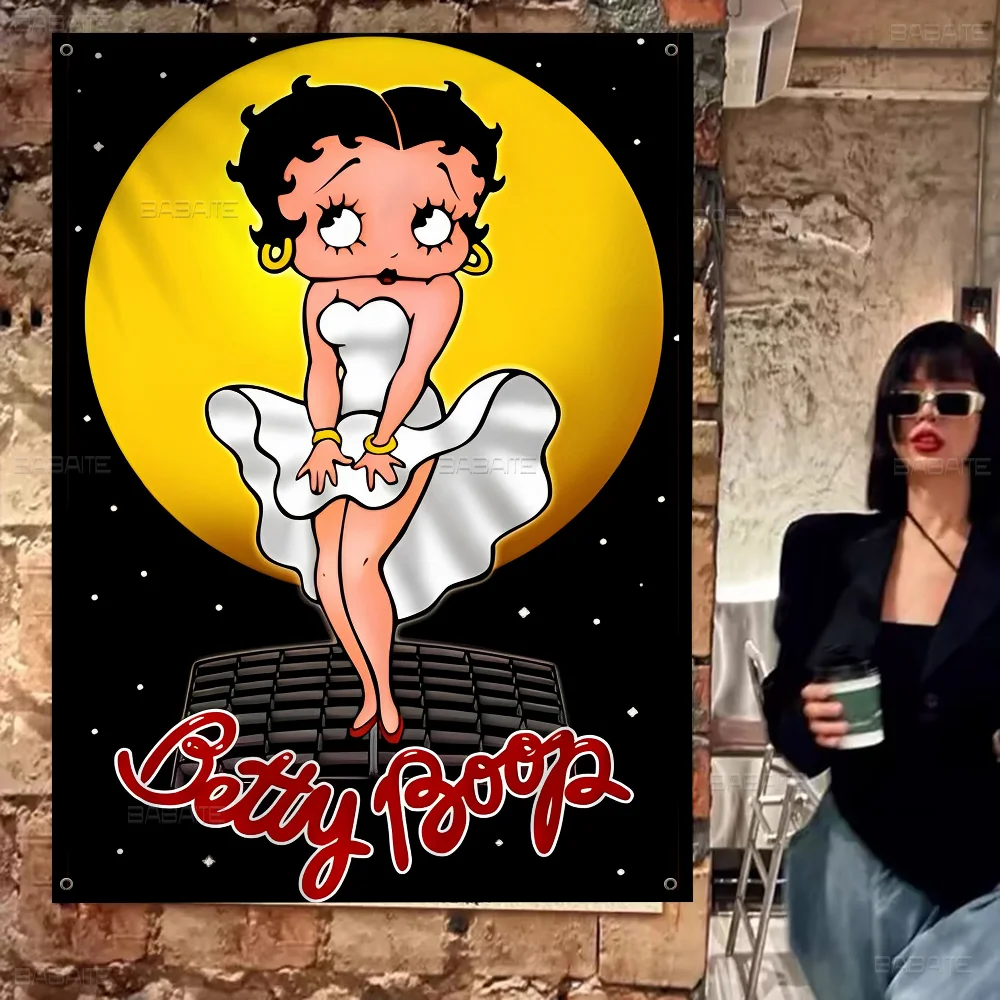 B-Betty-Cute-B-Boop DIY Flag For Family Group Photo Living Room Home Dorm Decor Wall Art Banner