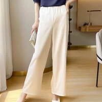 new womens high end acetate satin drape free iron free fashion all match wide leg pants trendy office vacation casual pants