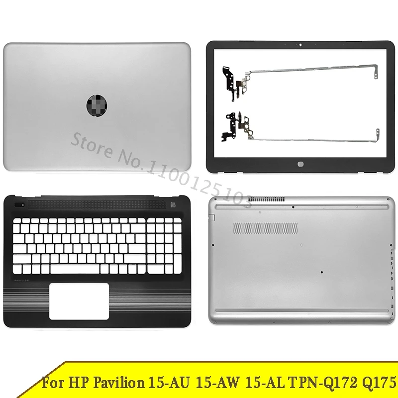 

Чехол для ноутбука HP Pavilion 15-AU 15-AW 15-AL TPN-Q172 Q175, задняя крышка ЖК-дисплея, передняя панель, петли, Упор для рук, серебристый