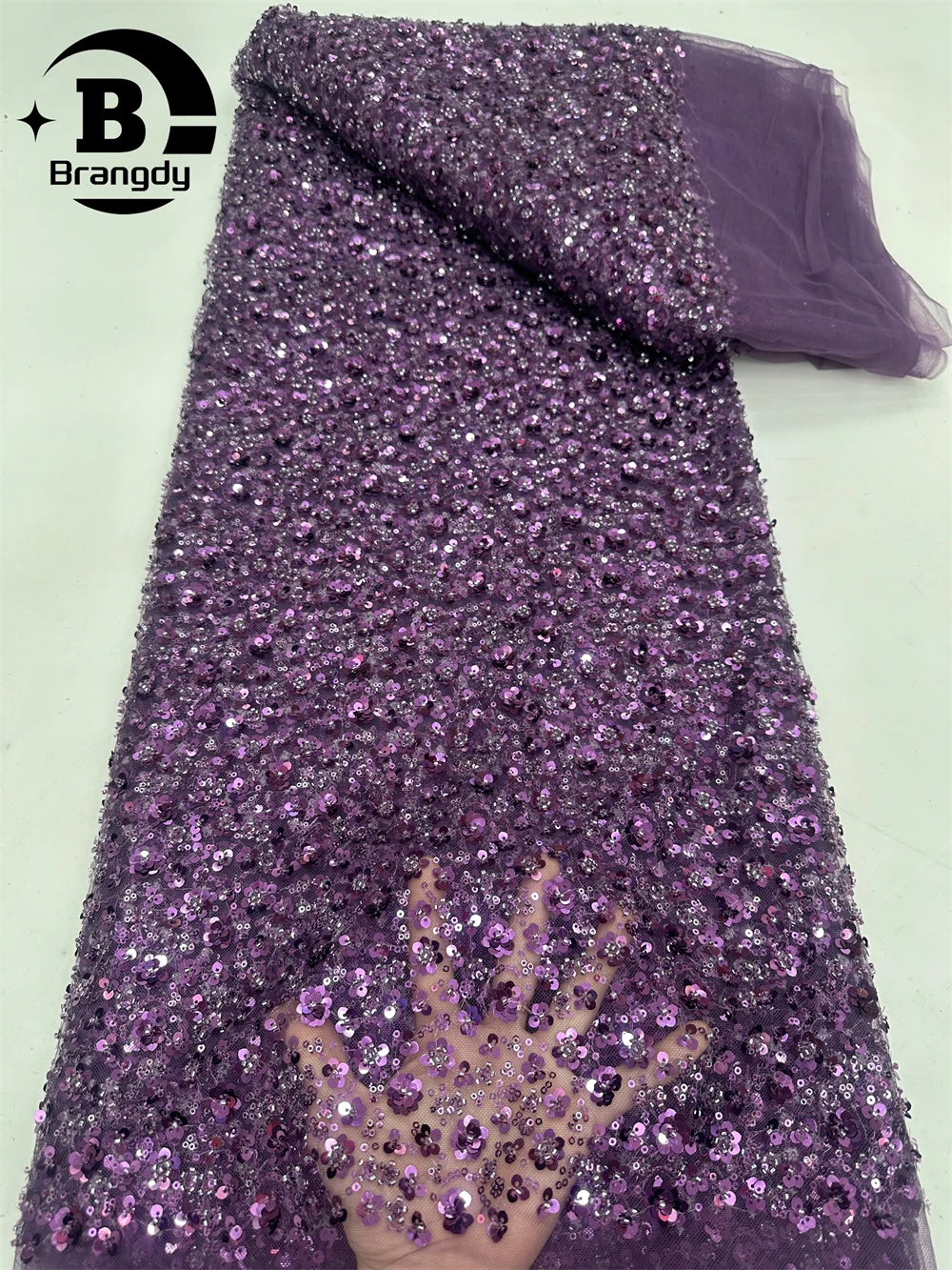 Элегантная африканская Тюлевая вышивка из бисера кружевная ткань 2024