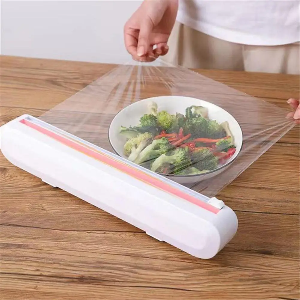 

1 PCS Food Wrap Dispenser Suction Type Foil Cling Film Wrap Cutter Household Kitchen Tool Accessories