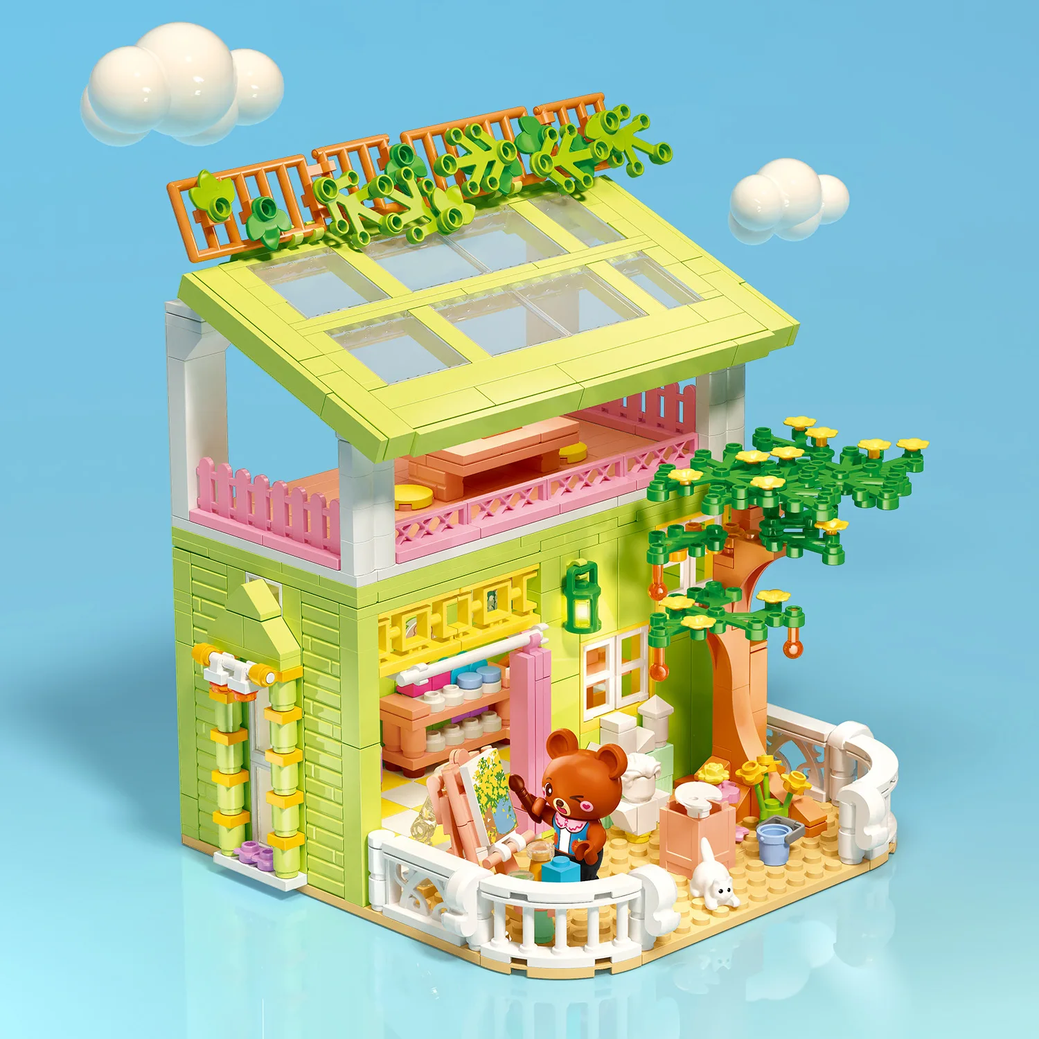 2050 шт. Детский конструктор мини-бунгало