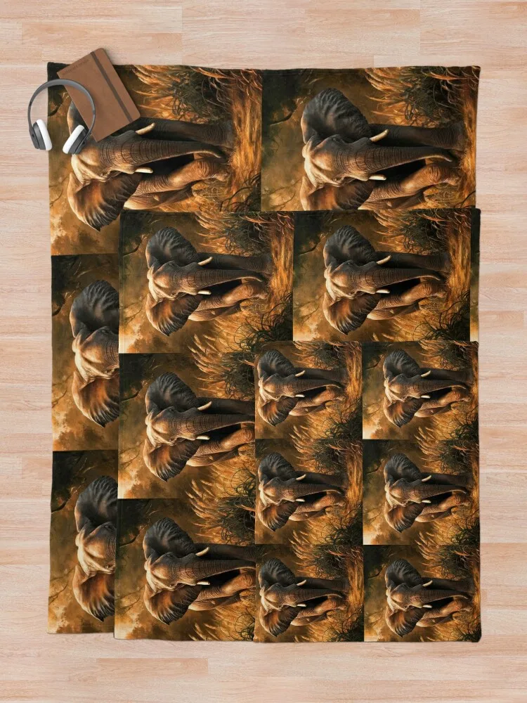 Портрет слона. Картина слона дикий слон винтажный стиль Rembrandt van Rijn пледы