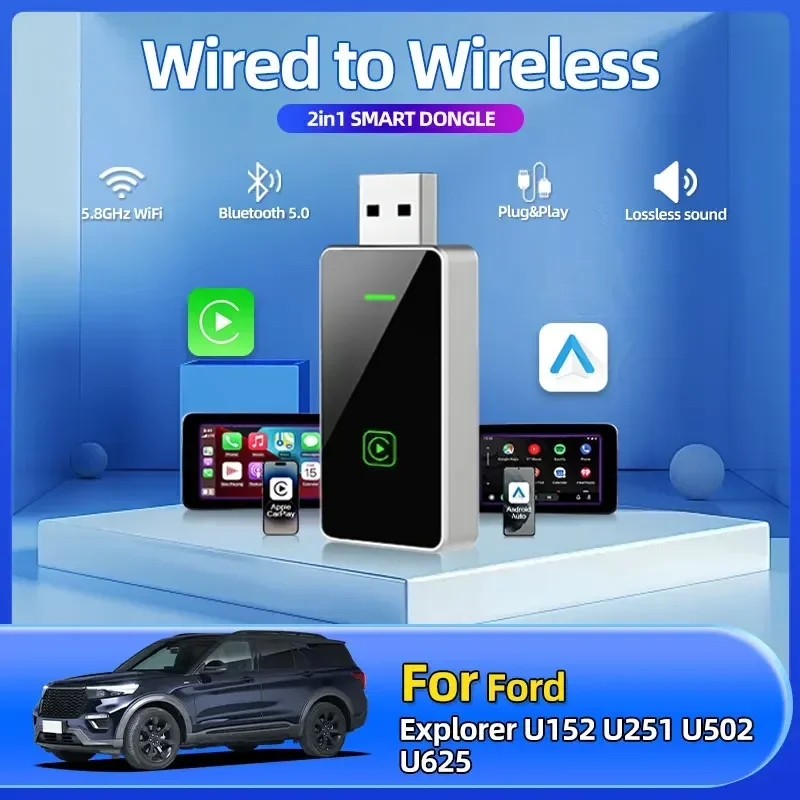 Фото 2025 Новый беспроводной адаптер Mini CarPlay Car Play Bluetooth WiFi Быстрое подключение Plug and Play для Ford Explorer U152 U251 U502 U625 №1