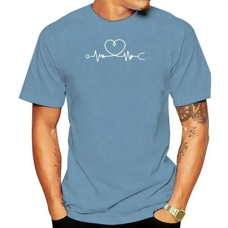 

Men T Shirt Nurse Stethoscope Heartbeat Shirt Women tshirt