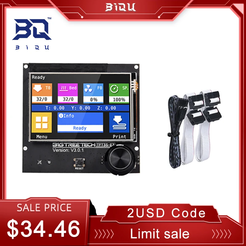 

Сенсорный экран BIGTREETECH TFT35 E3 V3.0.1 с поддержкой Wi-Fi модуля SD-карты USB печать 12864 ЖК-дисплей для 3d принтера Ender3