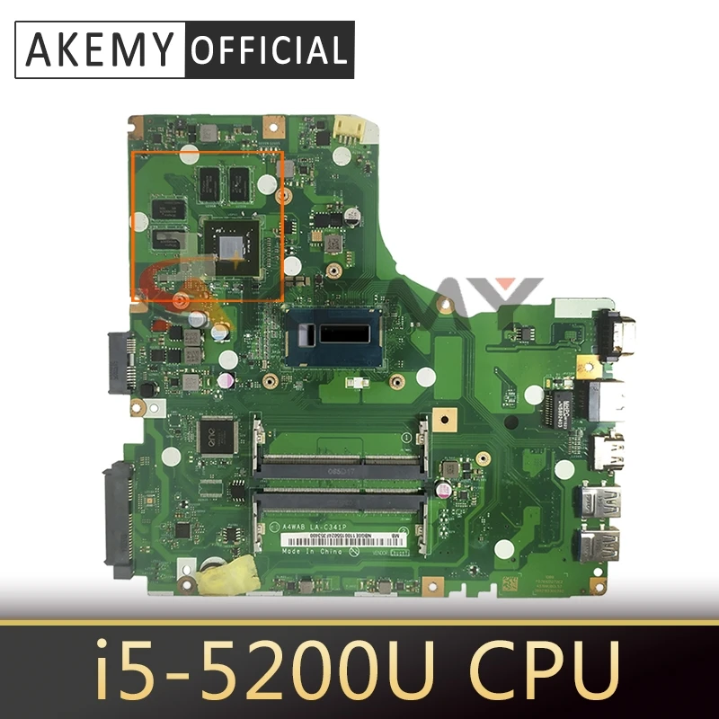 

Akemy Laptop Motherboard For ACER Aspire E5-473 i5-5200U Mainboard LA-C341P SR23Y N16V-GM-B1 DDR3