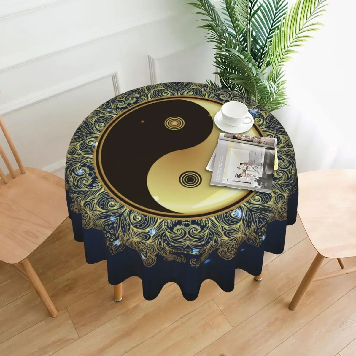 

Декоративная скатерть в виде мандалы, толстая круглая ткань для обеденного стола, скатерть для чайного столика