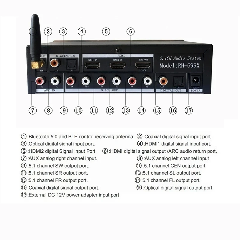 Фото DTS 5,1 декодер Dolby AC3 Bluetooth HDMI-совместимый 4K воспроизведение без потерь цифровой поворотный круг U-диск музыка оптический волоконный коаксиальный №4