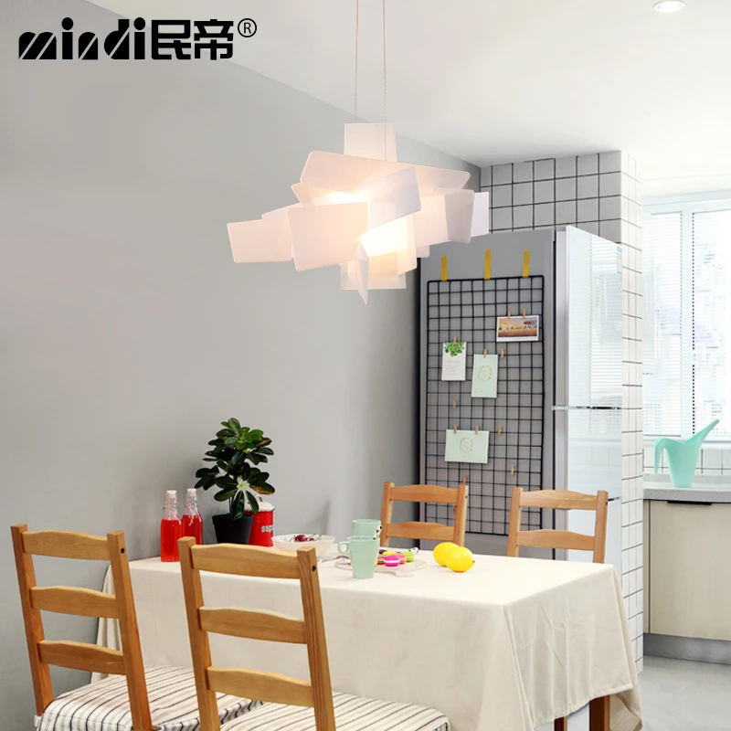 

Дизайнерская креативная Подвесная лампа для столовой, белый акриловый многослойный светильник для художественного обучения, украшение дл...