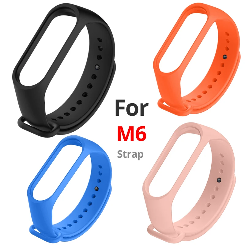 

M6 Strap TPU Silicone Watchband Replacement Band Wristband for Xiaomi Bracelet 6 for M6 Smart Watch,Soft silicone Black Pink red