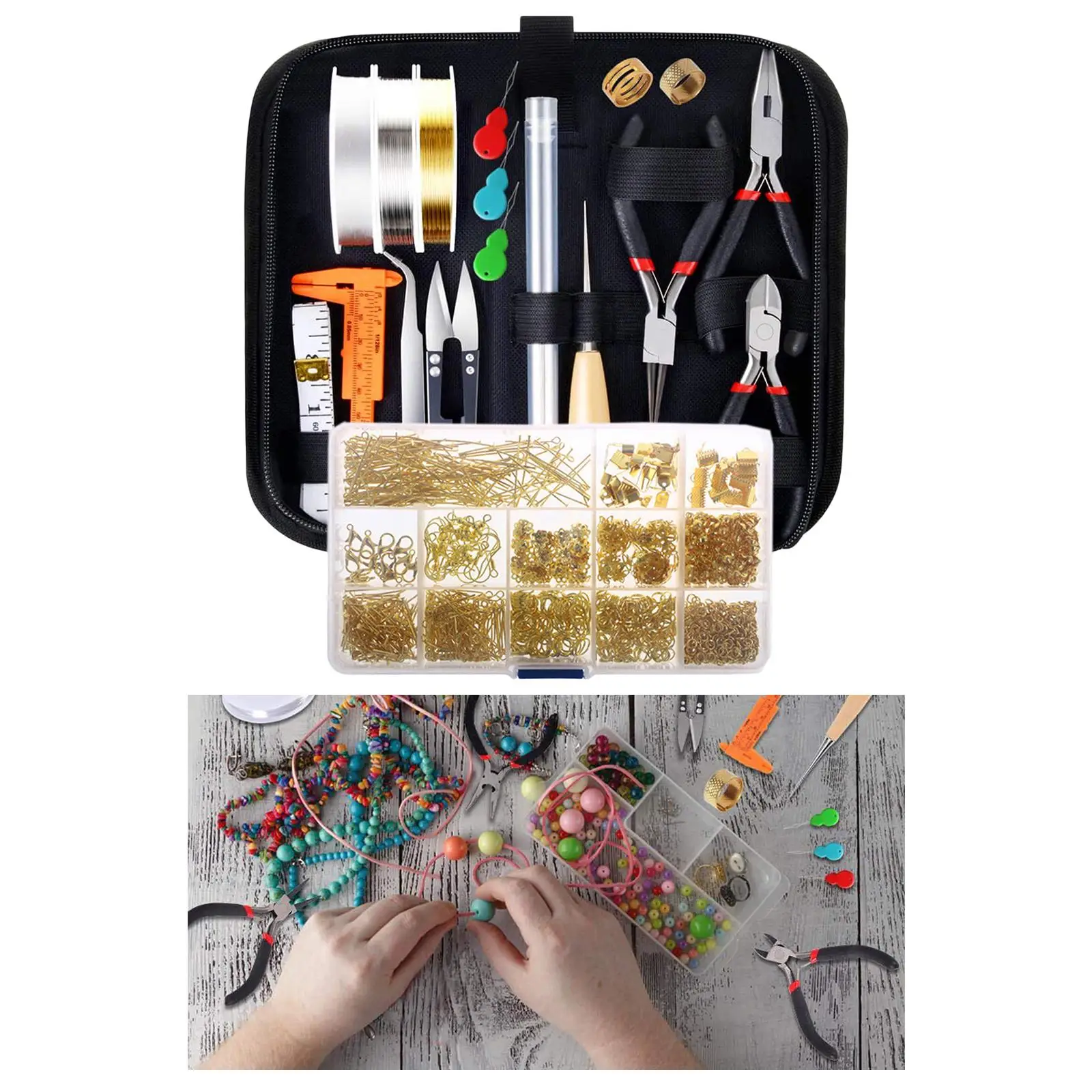 

Jewelry Making Tools Set Pliers Wires Jewelry Findings Craft Lot for Adults