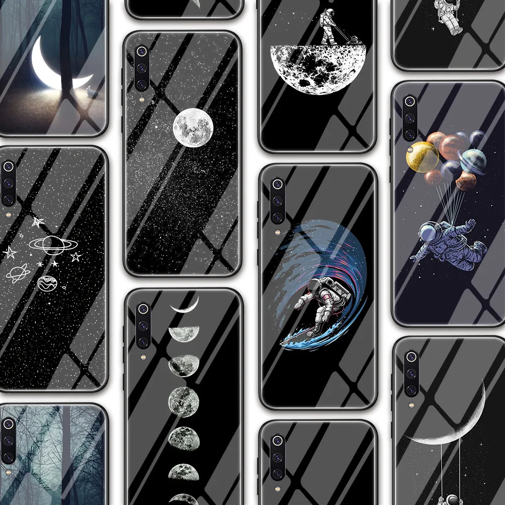 

ciciber Glass Case for Xiaomi Redmi Note 8 9 10X 7 8A 10 9S 8T 9T A3 A2 6X 5X Pro Max Mix 2s Lite F1 Moon Space Night Funda Capa