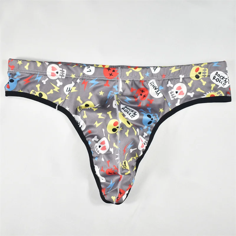 4PCS Men Underwear Thongs Breathable Men's Panties Fashion Print Thongs Underpants Underwear Simple Comfortable G-String Tanga