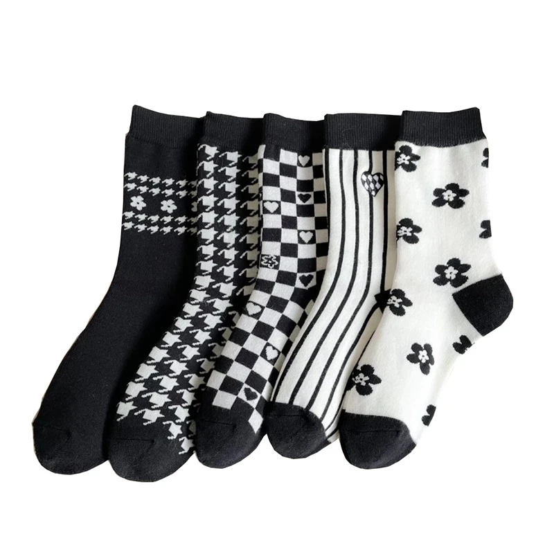 5 Pairs High Quality Leopard Print Wool Socks Women Fashion Stripe Thicken Keep Warm Long Winter Socks Street Fever Calze Donna