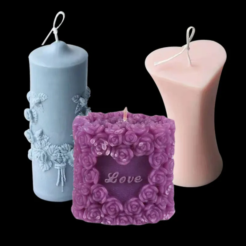 

Romantic Pillar Candle Molds Food Grade Silicone Molds Plaster DIY Moulds for Ornaments Making Wedding Candles Making Gifts DIY