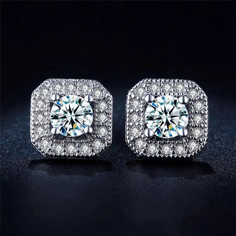 

Women White Square Rhinestone Stud Earrings for Women Fashion Jewelry