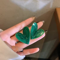 green heart enamel earrings for women white big heart geometric studs earring brincos ol fashion stud korean jewelry