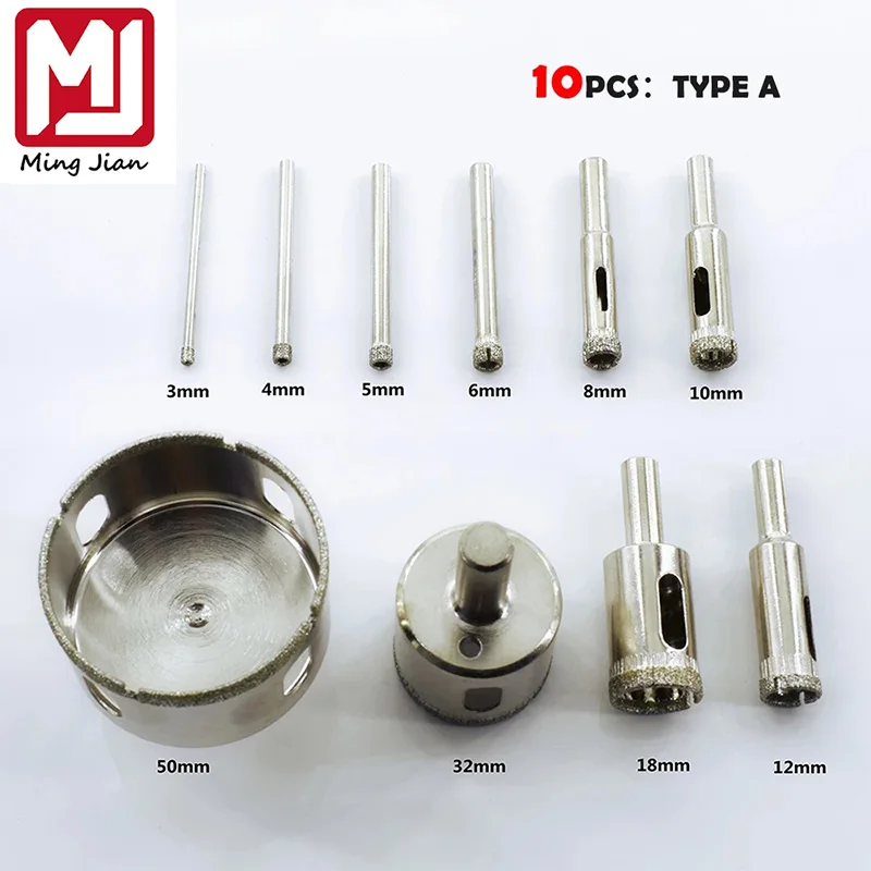 

Diamond Coated Billet Hole Saw Drill Bit Set Tools Glass Floor Tile Marble Granite Vitrified Brick Coring Device 3-60mm