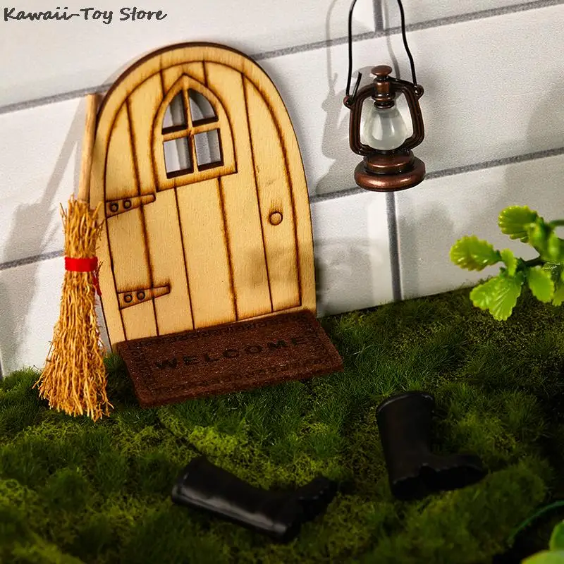 

3D Merry Christmas Wooden Fairy Door DIY Kit Hand Made Miniature Gnome Dollhouse Decor Fairy Garden Signs Craft House Door