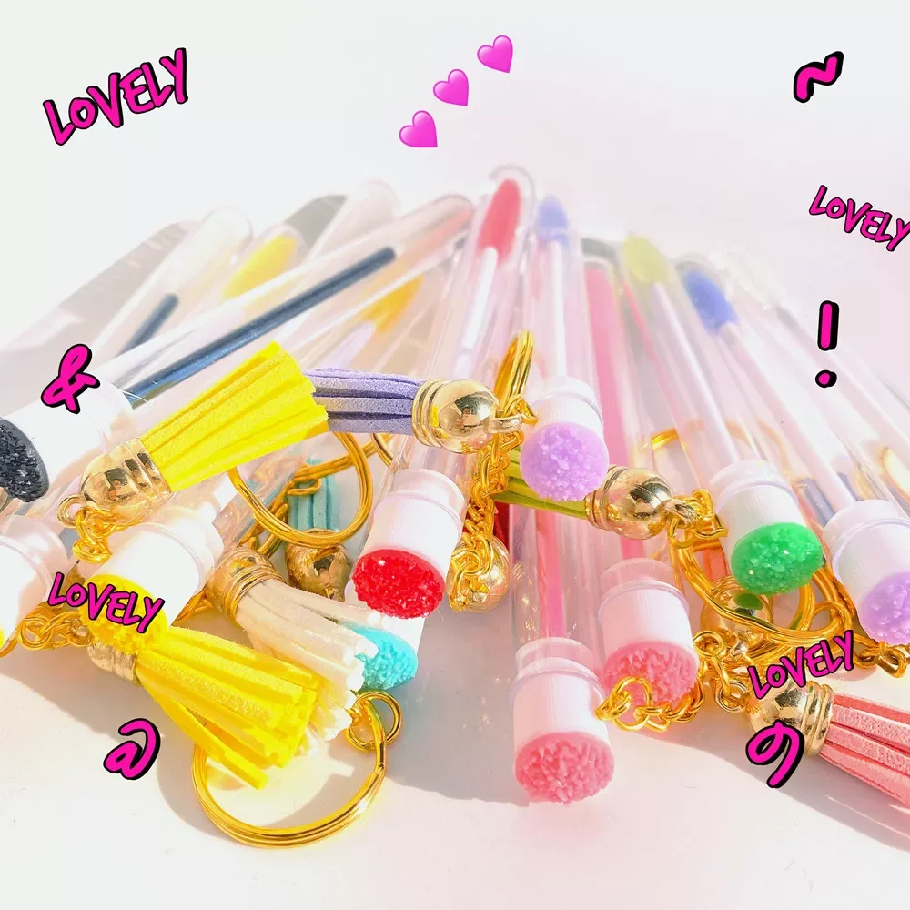 

NEW2023 Keychain Style 50PCS Disposable Mascara Lash Wand Tubes Mascara Eyelash Cleaning Brushes Lash Brush Eyelash Brush