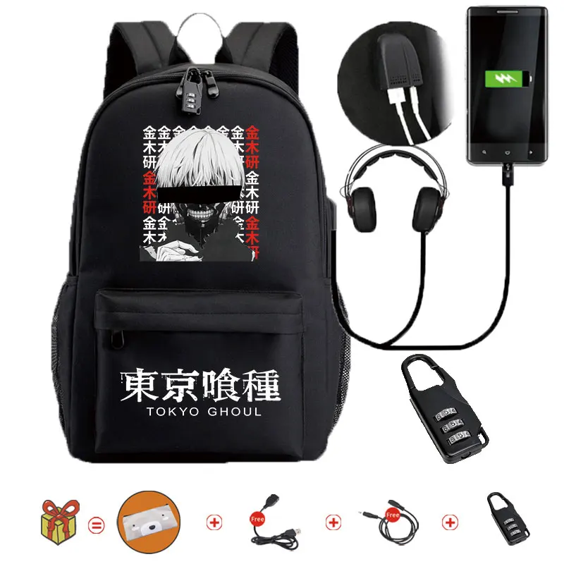 

Japanese Anime Tokyo Ghoul Waterproof Bookbags Laptop Rucksack Travel USB School Backpack Large Capacity Mochila For Student