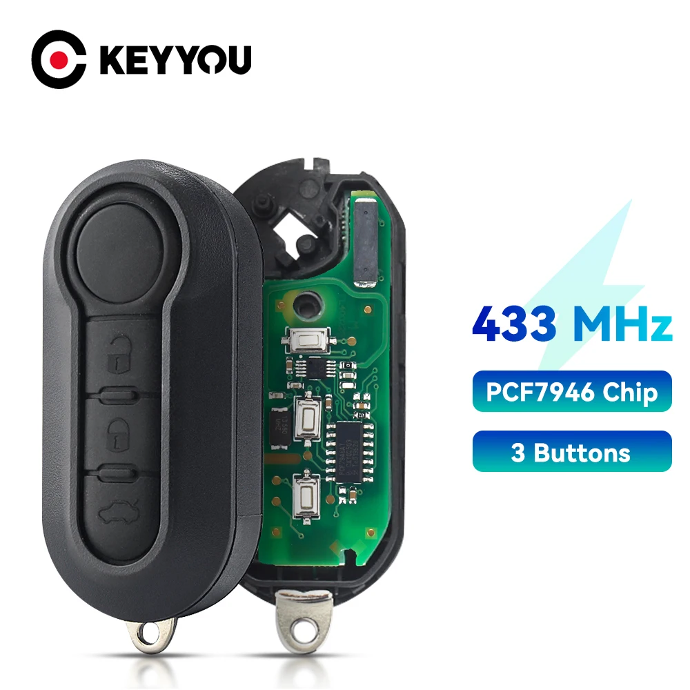 

KEYYOU автомобильный ключ с дистанционным управлением для Fiat 500 500L MPV Ducato Citroen Jumper Peugeot Boxer 2008-2015 433,92 МГц ID46 3 кнопки