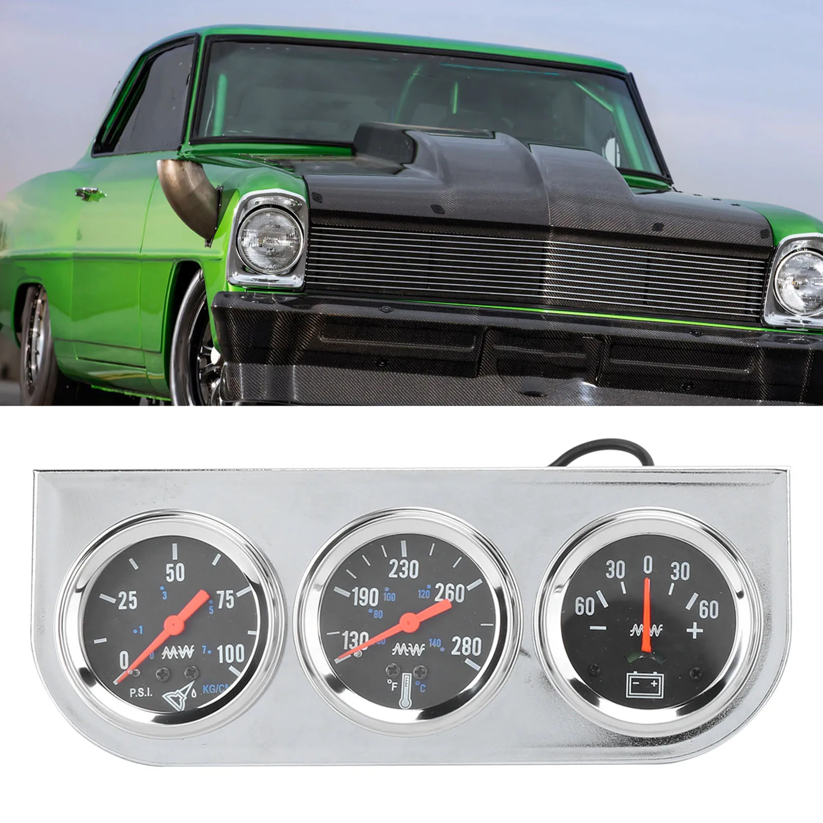 Набор с тройным манометром 2 дюйма универсальный амперметр 3-1 для воды масла 12 В