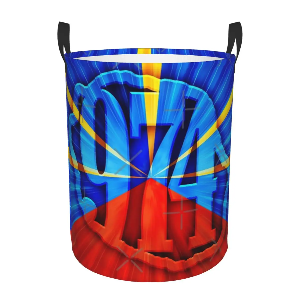 

974 - Maveli - Reunion Island Flag Circular hamper,Storage Basket Waterproof living rooms books