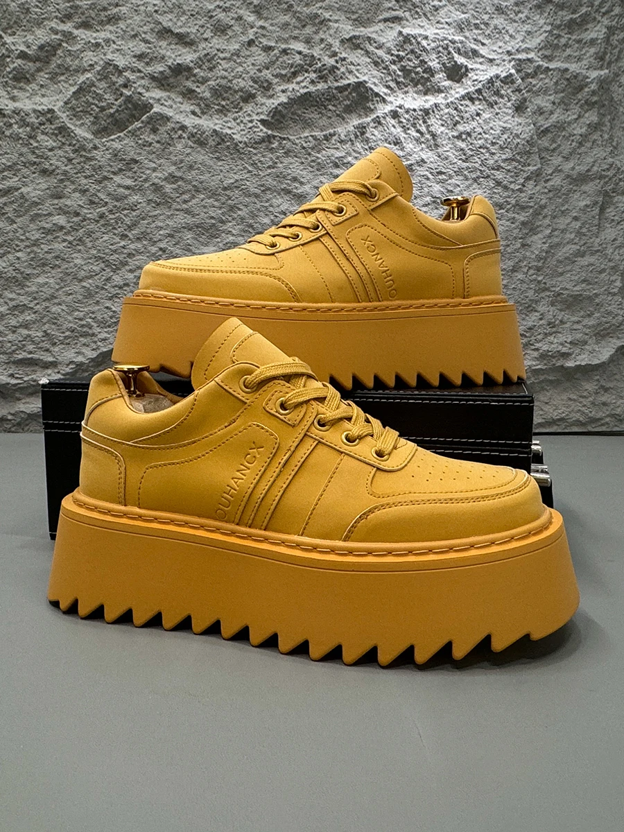 Белые туфли на толстой подошве. Мужские осенне-зимние 2023. Новые платформе. Туфли