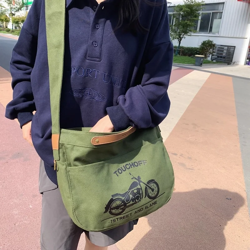 

Повседневная сумка-хобо для подростков, тканевый строп большой вместимости в эстетике гранж Y2K, школьная сумка для ноутбука